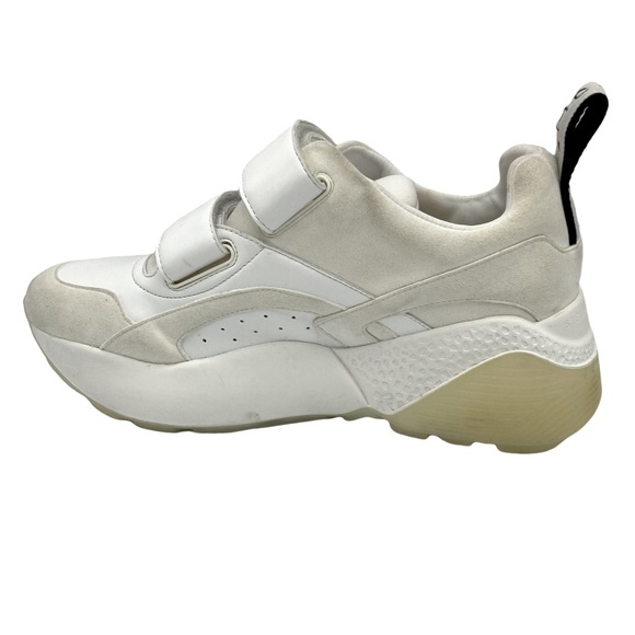 NWOB Stella McCartney White Beige Eclypse Touch Strap Sneakers - Sz 7 - Picture 3 of 7